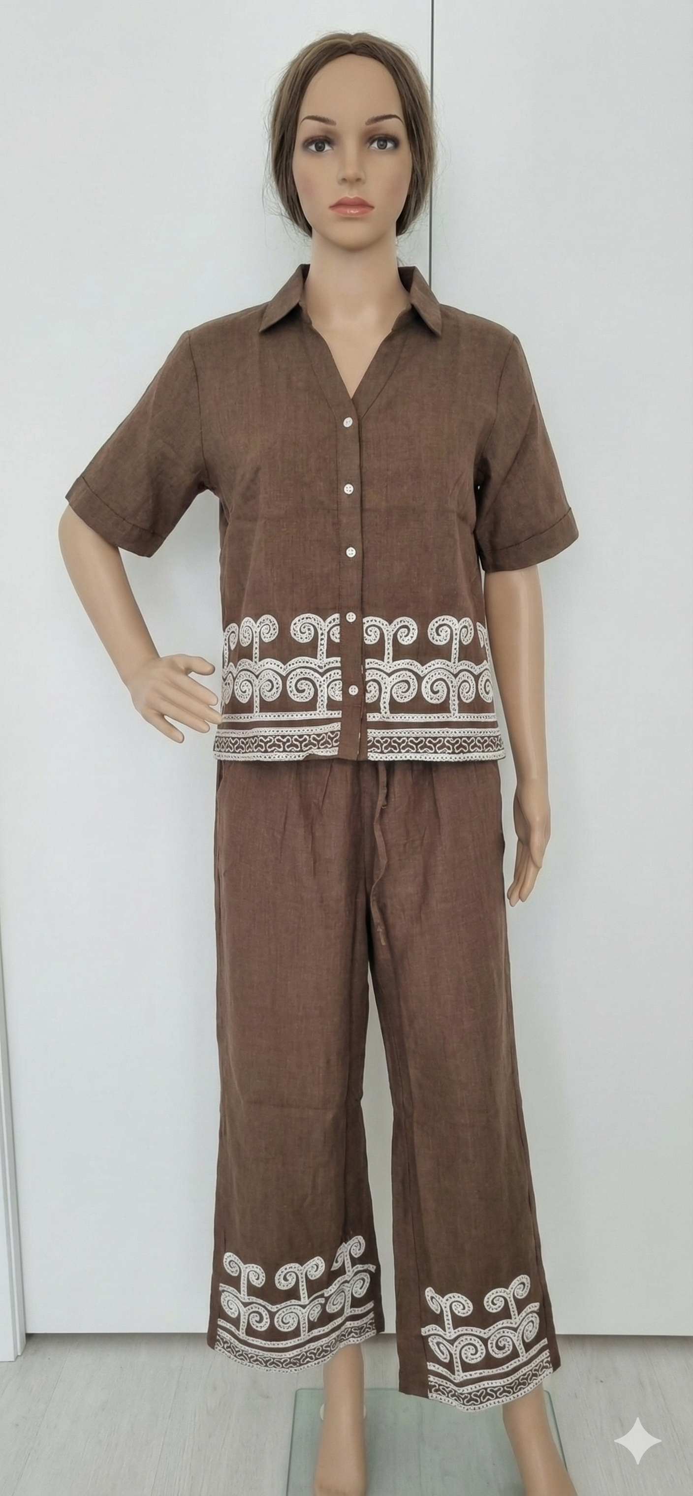 Linen-Look cotton mix two piece Set