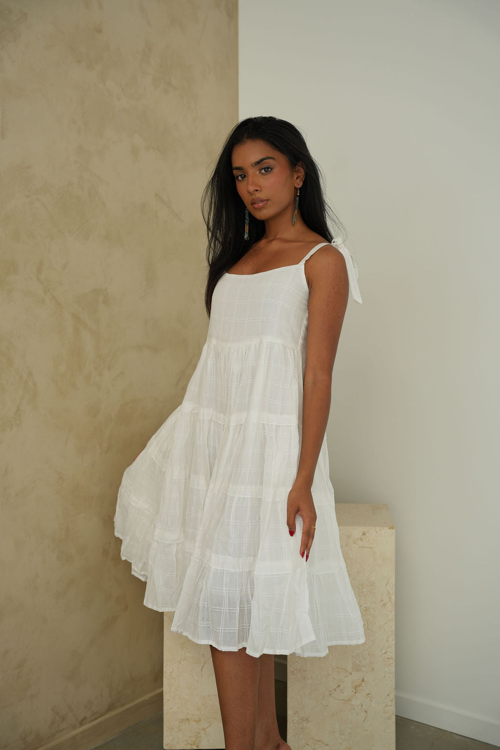 The Seraphina Green Tiered Midi Dress