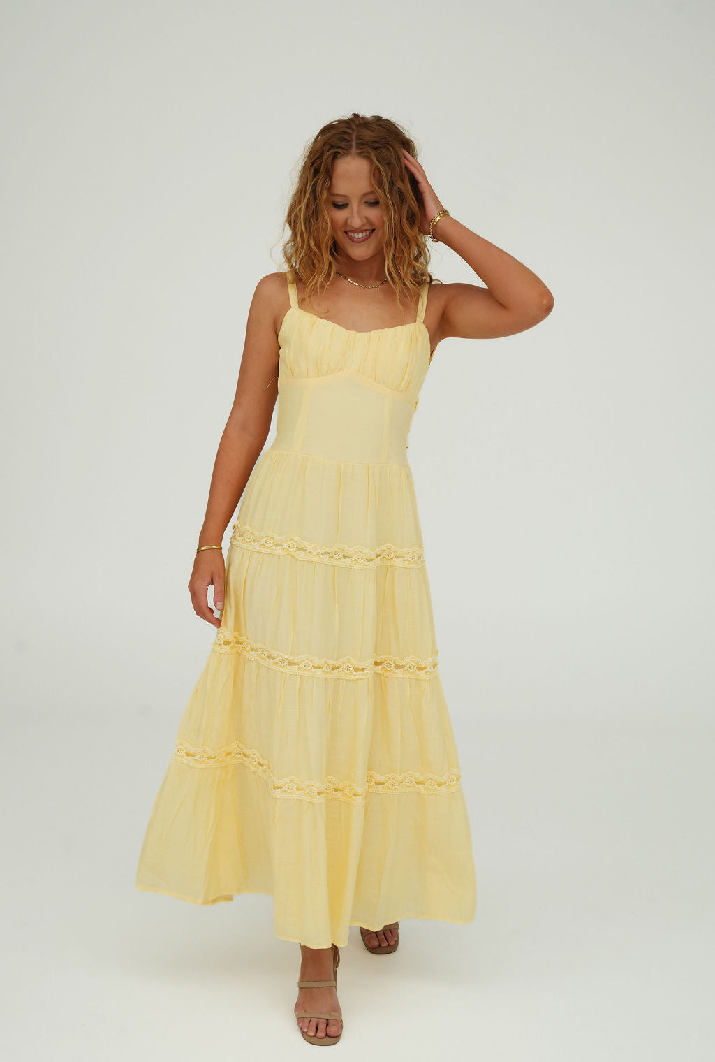 Lemon Drop Tiered Maxi Dress