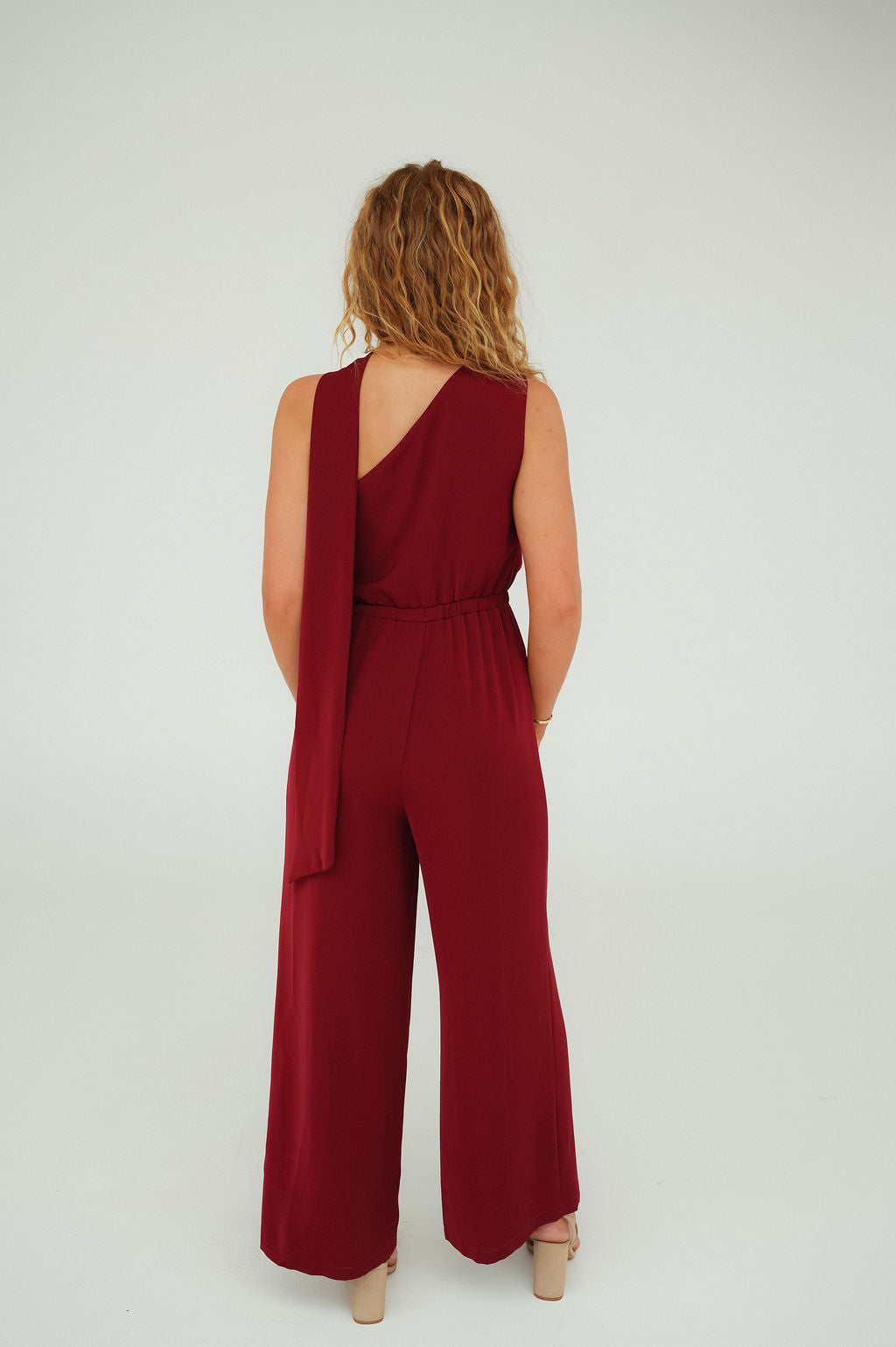 Sienna Red Scarf Neck Jumpsuit