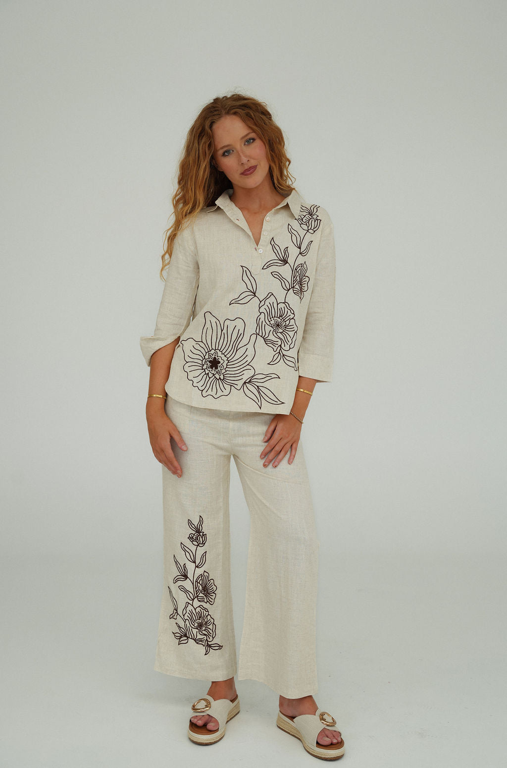 Linen-Look cotton mix two piece Set