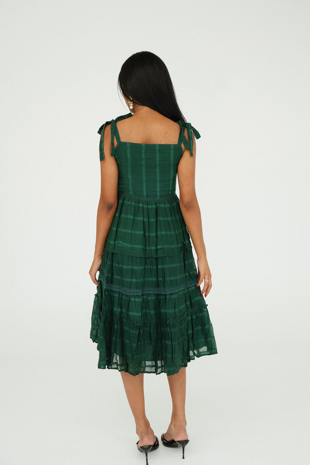 The Seraphina Green Tiered Midi Dress