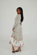Floral Maxi Dress with Tiered Hem and V-Neck