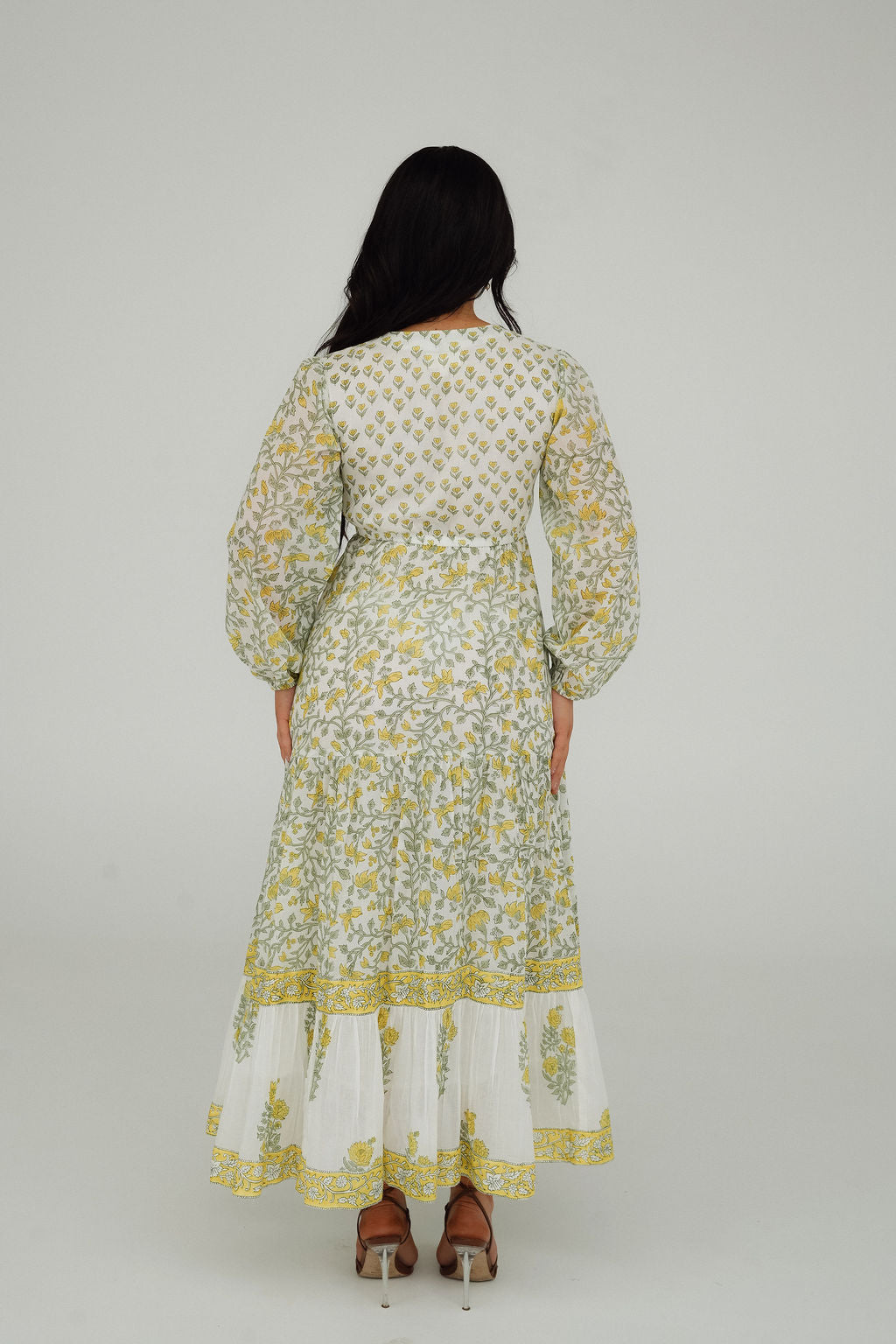 Floral Maxi Dress with Tiered Hem and V-Neck