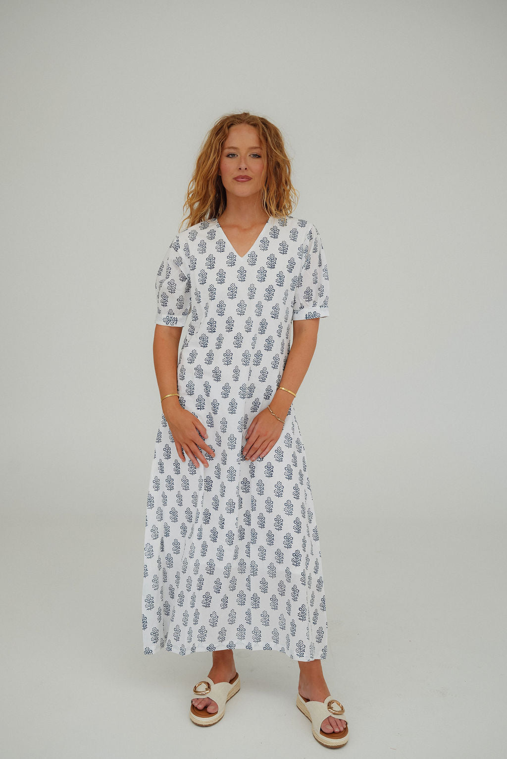 Bohemian Block Print Maxi Dress