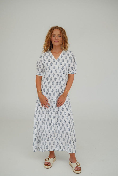 Bohemian Block Print Maxi Dress