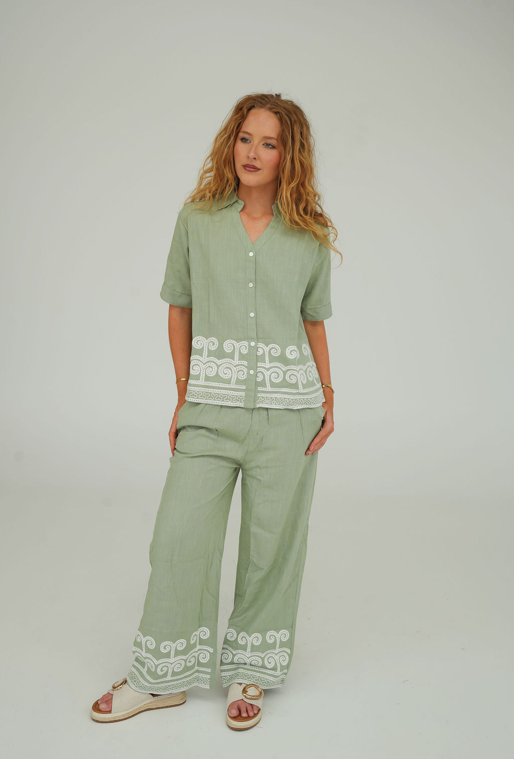 Linen-Look cotton mix two piece Set